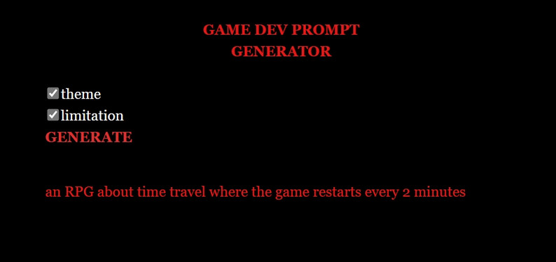 Game Dev Prompt Generator by SubatomicGames