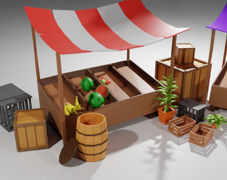Low Poly Small Market by BlenderVoyage