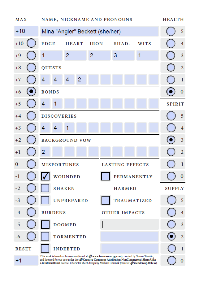 Screenshot 4 for Minimalist Starforged Character Sheet