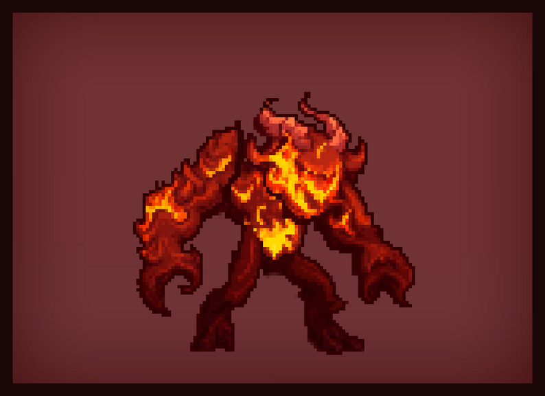 Pixel Art Lava Monster Demon by PixelSkeys