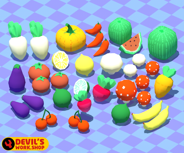 Pixel Fruits Set | 3D model