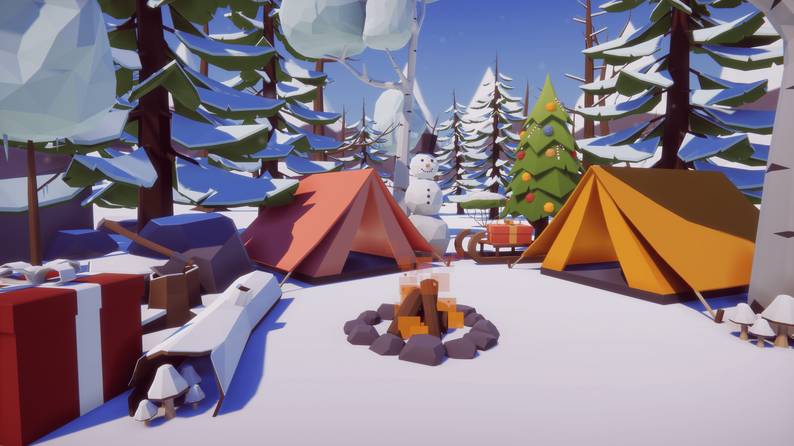Low Poly Nature 4 Seasons Trees Grass Rocks Plants 3D by JustCreate3D
