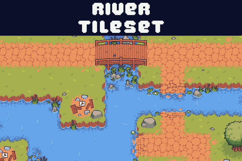 River Tileset Pixel Asset Pack for TD by Free Game Assets (GUI, Sprite ...