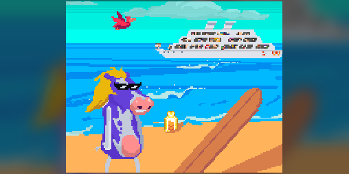 Cover image for Vaca Roxa em Tirando uma Onda - Purple Cow Surf