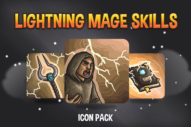 Lightning Mage Skills Asset Pack by Free Game Assets (GUI, Sprite ...