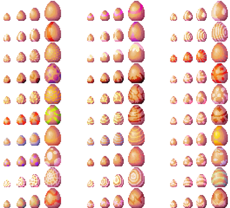 Pixel Eggs - 5000+ (size 9x8 - 24x24) by Akoro