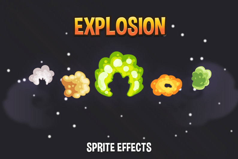 Vector Cartoon Explosion Sprite Pack by Free Game Assets (GUI, Sprite ...