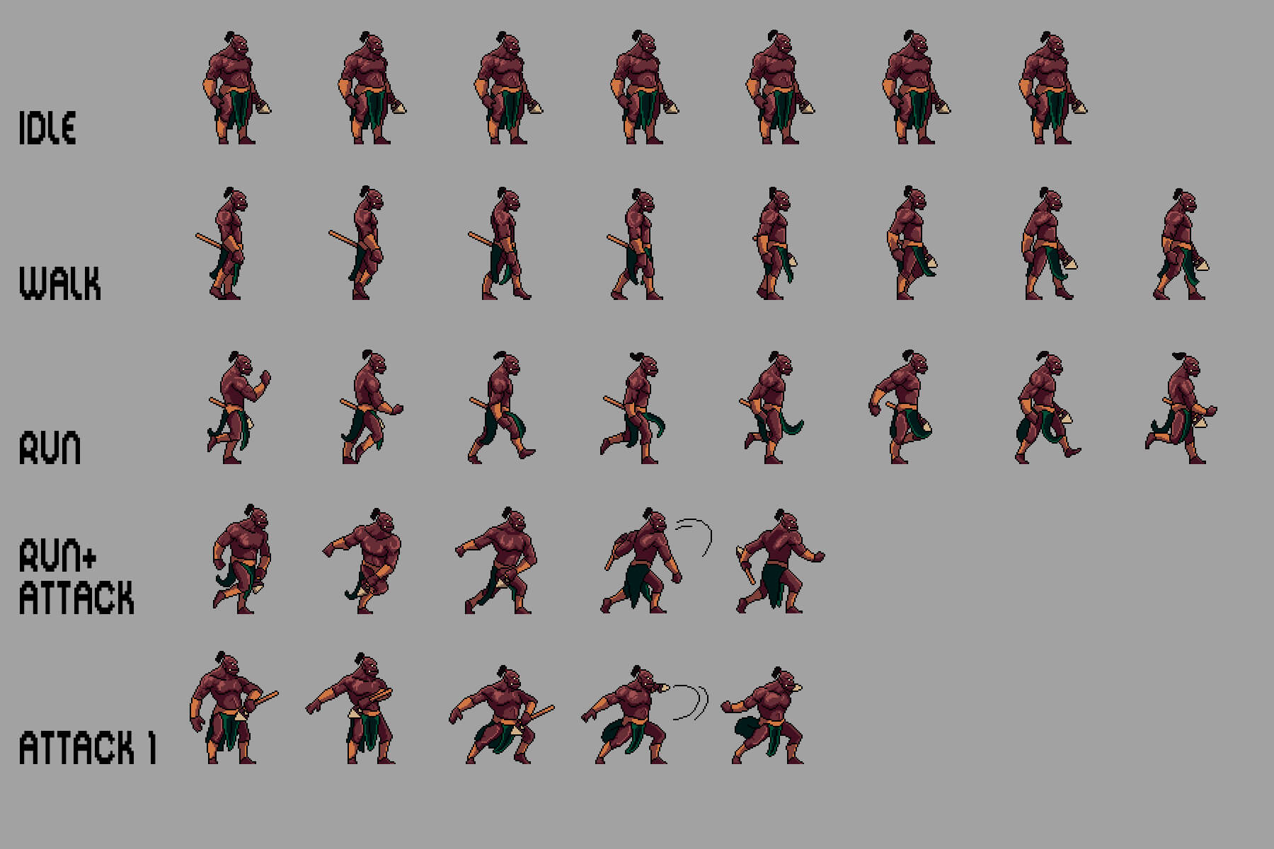 Orc Pixel Character Sprite Pack by Free Game Assets (GUI, Sprite, Tilesets)