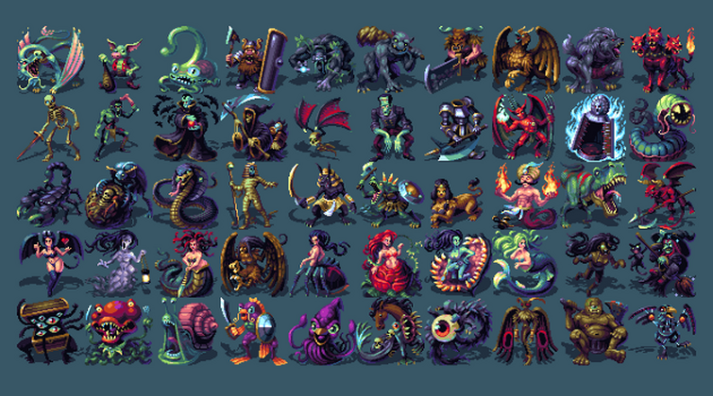 Pixel 50 16-Bit Designer Fantasy Monsters by Thomas Feichtmeir "Cyangmou"