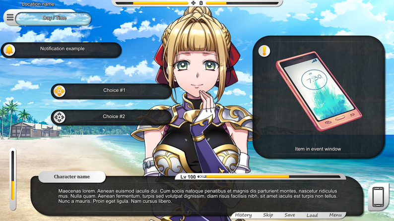 Visual Novel Rpg Examples Visual Novel UI & GUI Bundle by ZetoDigitalArt