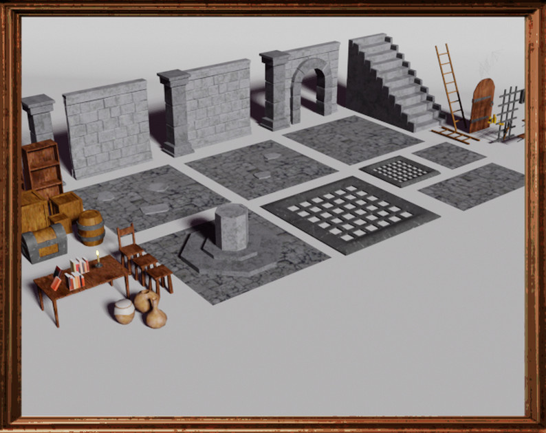 PSX Style Modular Low Poly Dungeon by BlenderVoyage