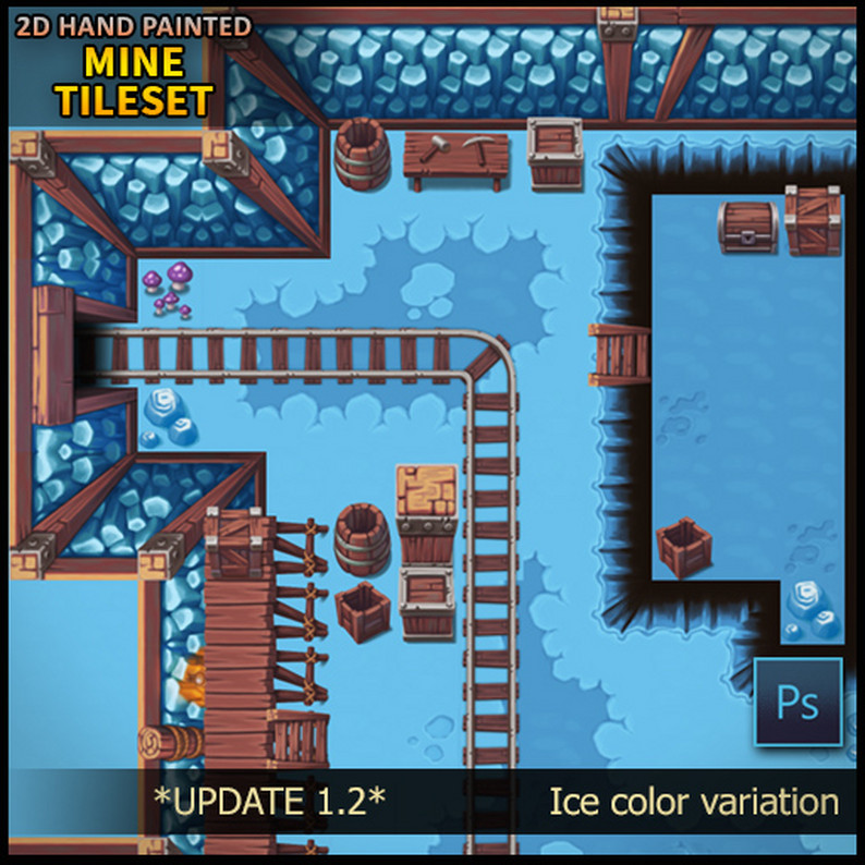 2d Hand Painted Mine Tileset By Daniel Thomas