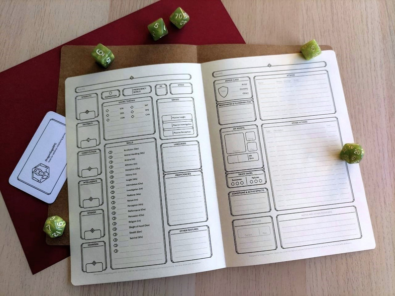 D&D 5e Character Sheet - Booklet [A5 & Half Letter] by DragonSageRPG