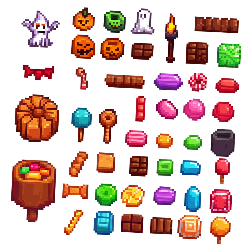 Halloween Candies and items pack Top-down Assets - Pixelart / Pixel Art ...
