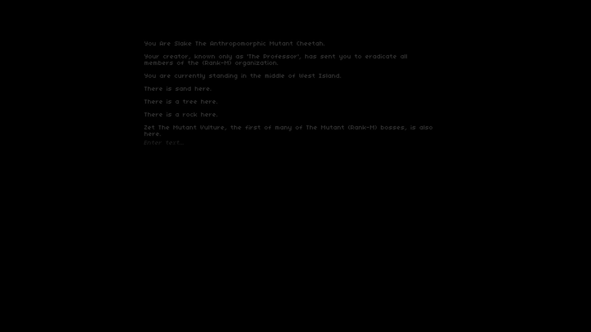 THE WONDERFUL WORLD OF MUTANT, ANTHROPOMORPHIC, ANIMALS. (Text Adventure)