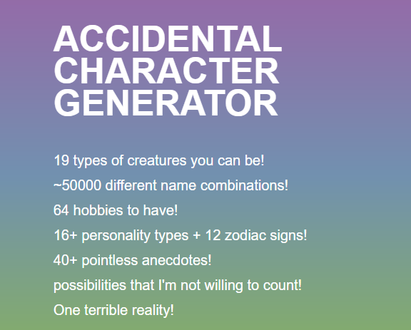 Accidental Character Generator by
