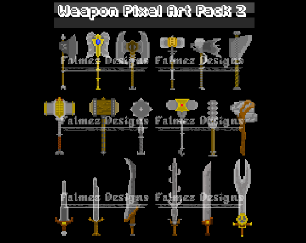 Pixel Art Weapon Pack 2 by Dark Chariot Games