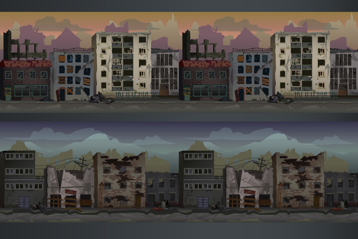 Destroyed City Backgrounds by Free Game Assets (GUI, Sprite, Tilesets)