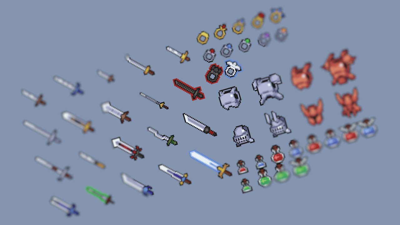 Pixel art - 16x16 and 32x32 RPG Items Pack by Lee J See