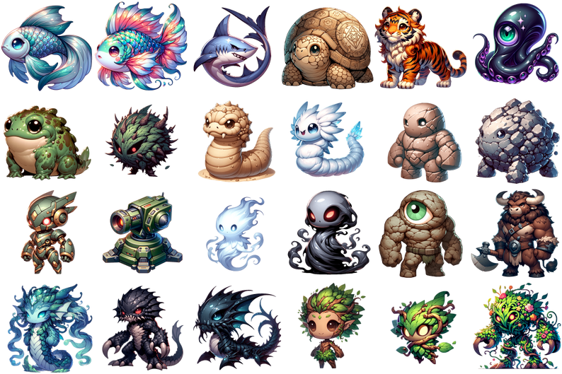 Cute monster Set #3 free version by TrulyMalicious