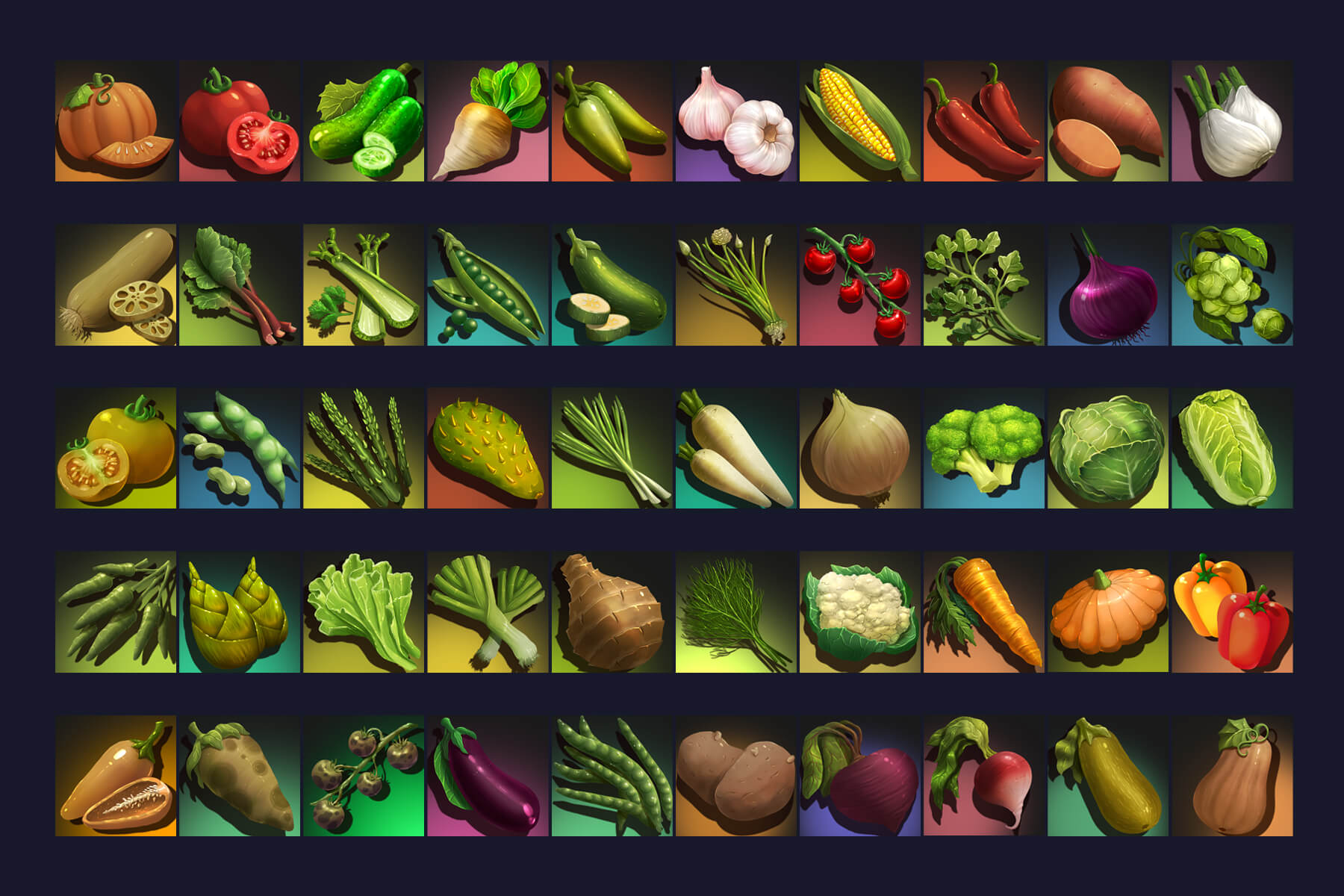 Vegetable Game Icons for RPG by Free Game Assets (GUI, Sprite, Tilesets)