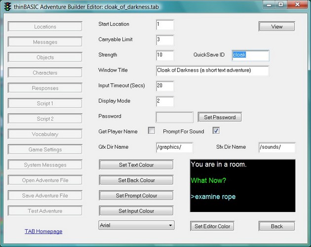 TAB - Text Adventure; Interactive Fiction Creator (PC - Windows XP