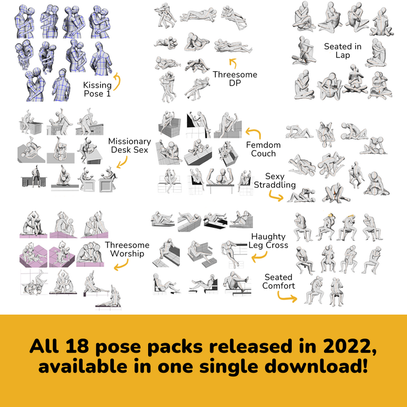 2022 NSFW Art Pose Reference Pack Collection by SaccharineLemons
