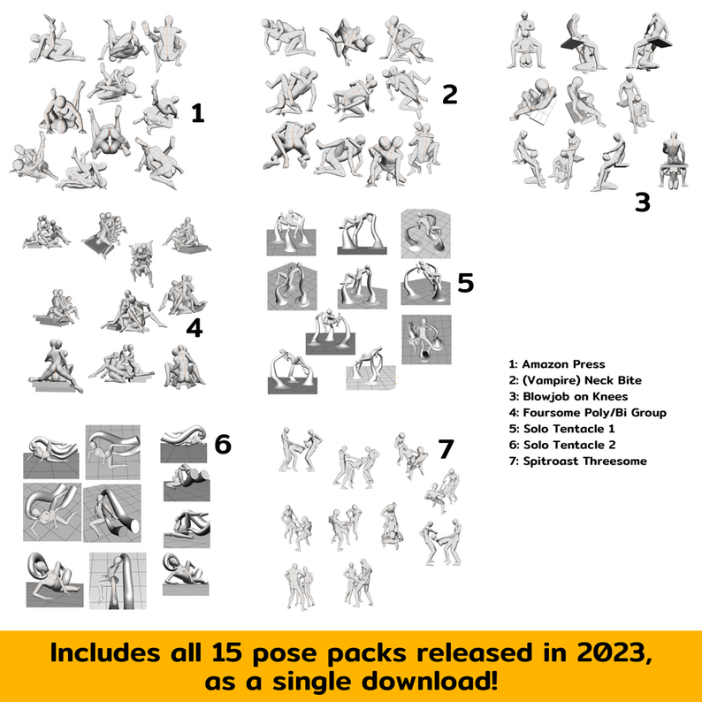 2023 Nsfw Art Pose Reference Pack Collection By Saccharinelemons