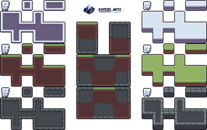 Tileset templates 16x16 free by patrik arts