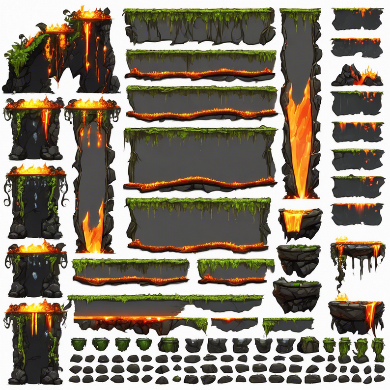 97 Tilemap 2D Video Game Asset - Lava Biome Bundle 24 by Pixel Game ...