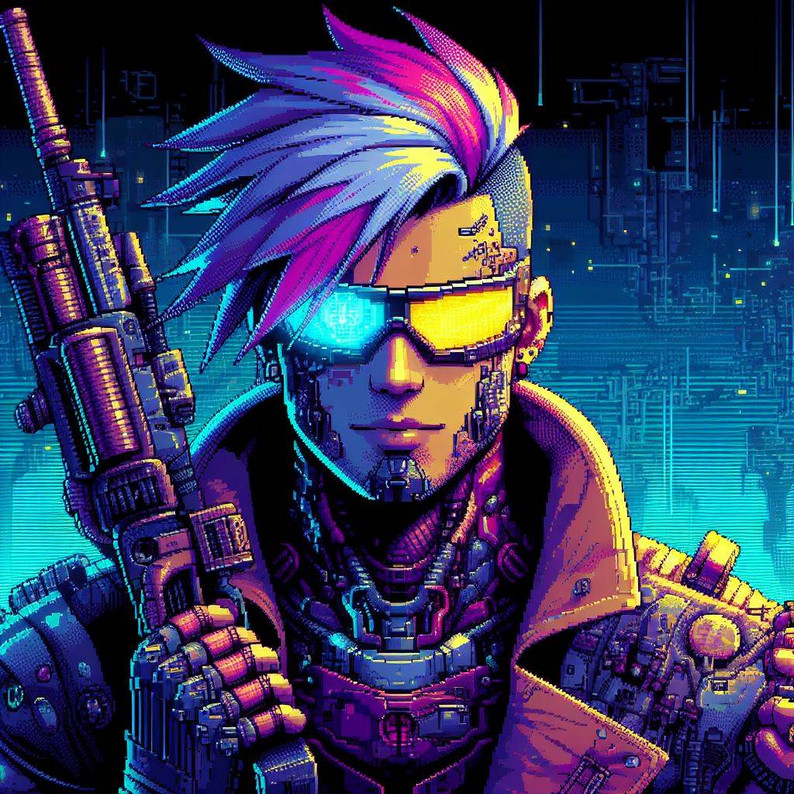 Outlander Pixel Pattern Free Pixel Art Cyberpunk Character Portraits Pack by The Outlander