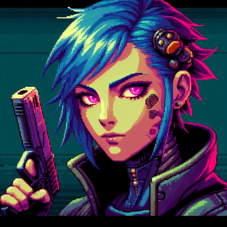 Outlander Pixel Pattern Free Pixel Art Cyberpunk Character Portraits Pack by The Outlander