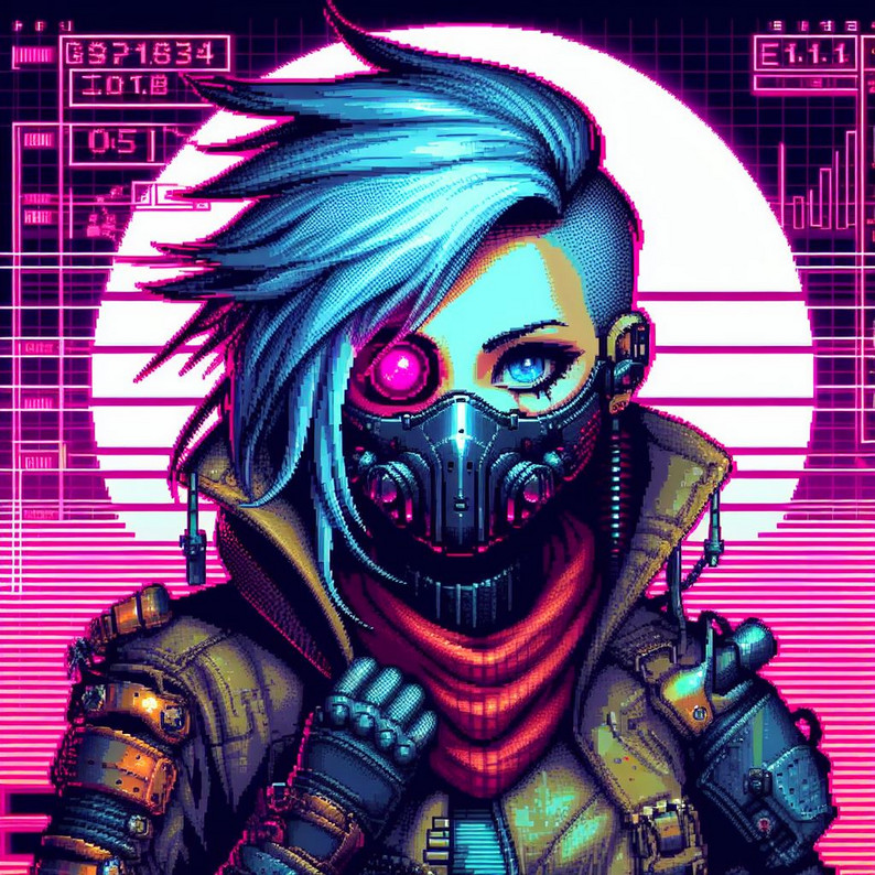 Outlander Pixel Pattern Free Pixel Art Cyberpunk Character Portraits Pack by The Outlander