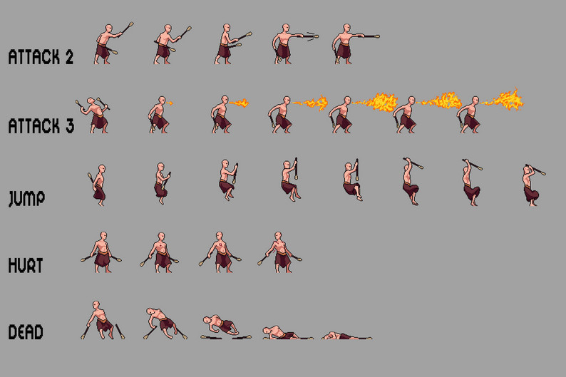 Pyromancer Pixel Sprite Sheets Pack by Free Game Assets (GUI, Sprite ...
