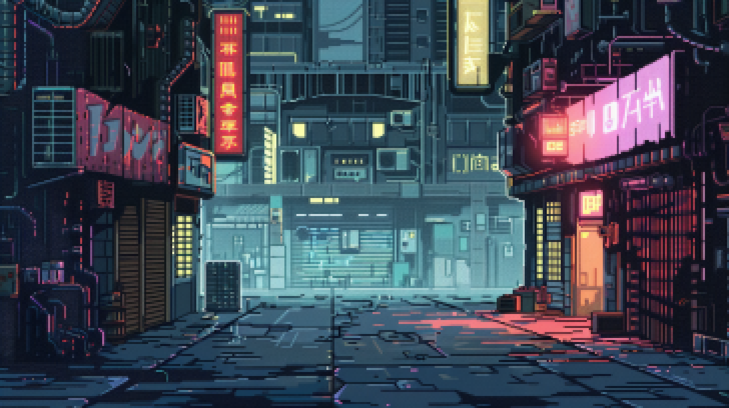 New : 27 2D pixel art backgrounds CYBERNOIR by RUSTED MUSIC STUDIO ...