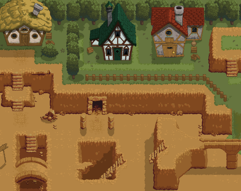 Brown Rock Tileset - Top Down RPG Pixel Art by Mushra Games