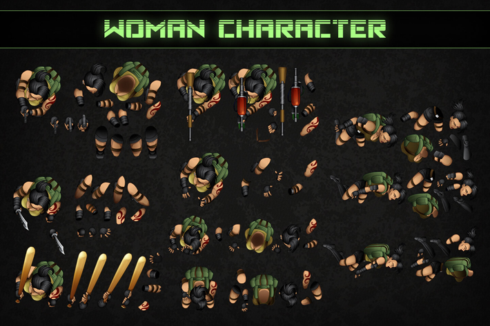 Down Shooter: Main Characters by Free Game Assets (GUI, Sprite, Tilesets )