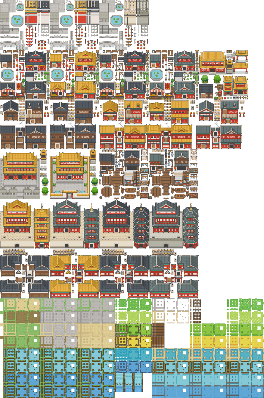 RPG Asset: Buildings Tileset Pack - Medieval Chinese by VectoRaith
