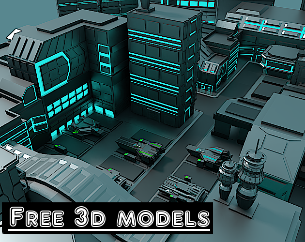 Low Poly Futuristic City Assets By Niko 3d Models