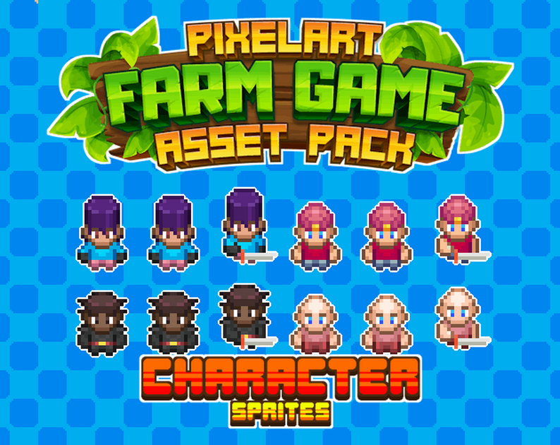 Character Sprites 16x16 Pixelart Asset Pack [Farming Game] by ELV Games