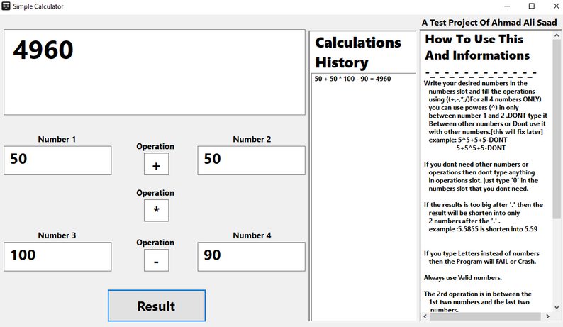 Simple Calculator by Ahmad Ali saad