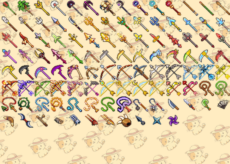 Pixel Art [Weapon] Pack (32x32) 238 Items Swords, Axes, Bows and many ...