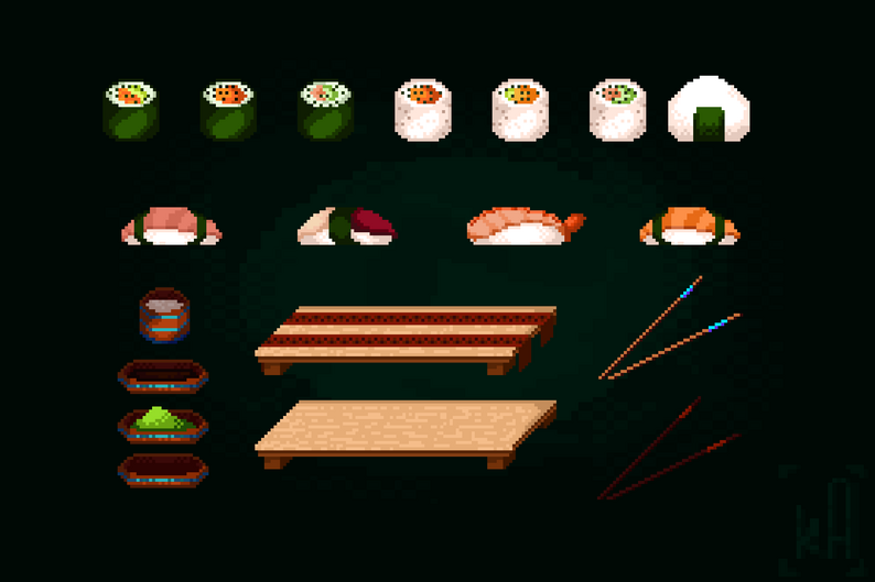 FREE Pixel Art - Sushi Pack by karsiori