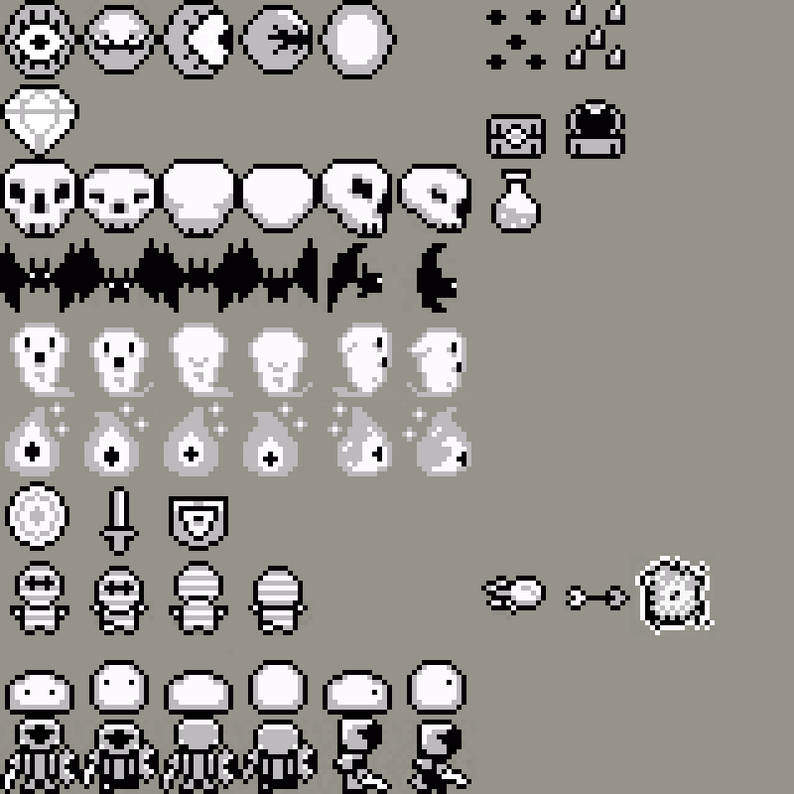 Dungeon Character Sprite Sheet - 16x16 Gameboy Retro by Leipea