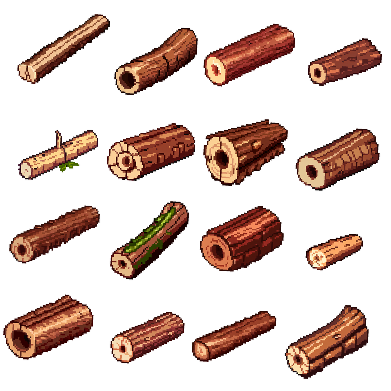 16+ Wooden Log Pack - Pixelart / Pixel Art sprite Forest RPG Fantasy ...