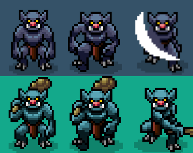 Two Goblin Enemy Sprites + Animations by Manx Pixels 🇮🇲