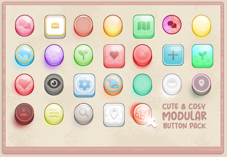 Cute & Cosy Modular Button Pack by Flowerglade