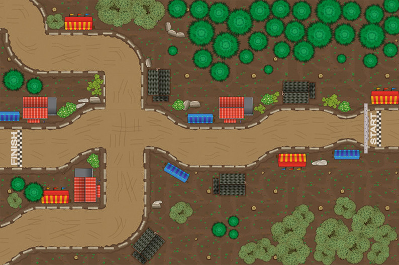 Free Race Track Tile Set by Free Game Assets (GUI, Sprite, Tilesets)