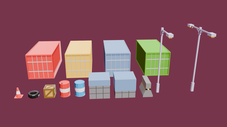 Low Poly Industrial Props Asset Pack by maxorbie