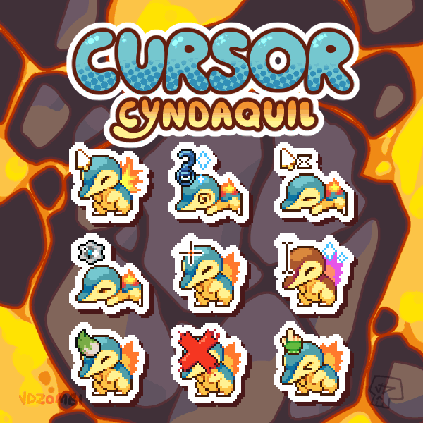 Cursor Rynthia JDZombi updated 🔥Cyndaquil - Animated Cursor Pack🧡 - itch.io